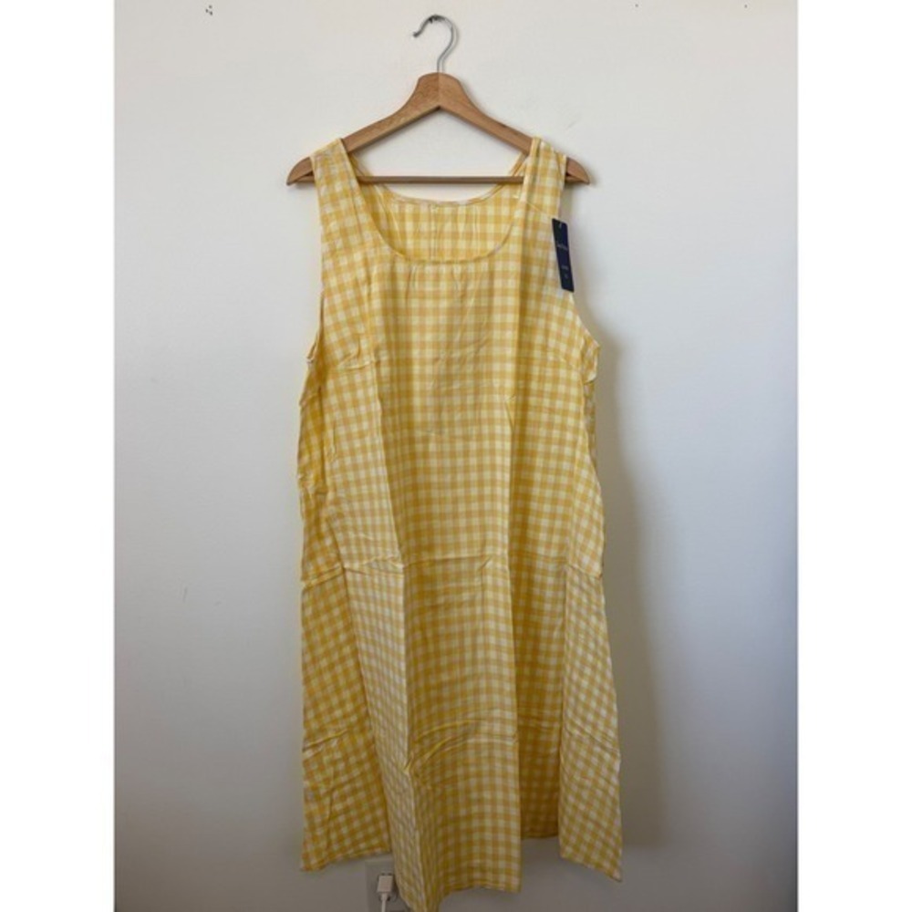 chouyatou Women's Plaid Maxi Tank Dress with Pockets Yellow Plaid Size XL – NWT - Picture 2 of 5